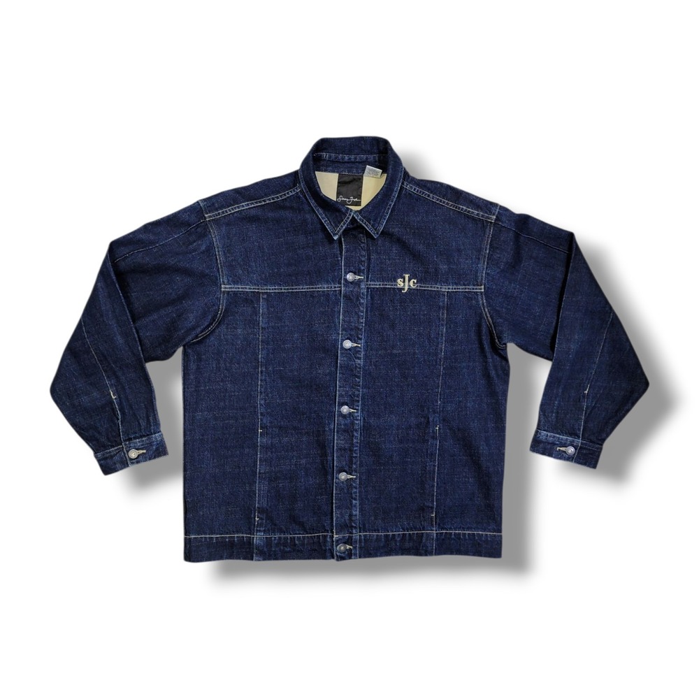 Vintage Sean John Collection Button Up Blue‎ Cotton Denim Y2K Jacket Men's XL